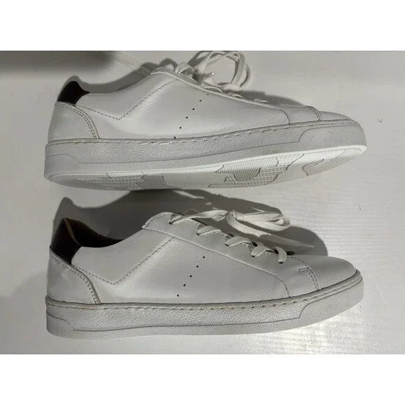 Bruno Magli Mens Lace Up Round Toe Low Top Sneakers White Leather Size 7 - Picture 3 of 11